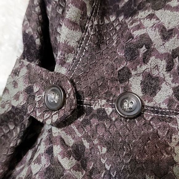 Free People Linen blend mini shirt dress snake print short sleeve size S Petite - Picture 9 of 9